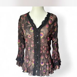 Peacock Feather Print Women's Top